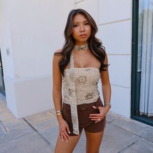 Free People We The Free Jada Suede Micro Shorts Chocolate Brown